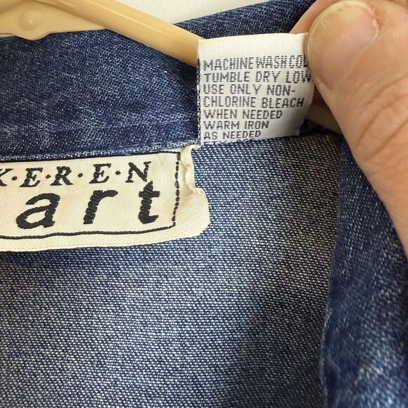 Vintage Karen Hart Womens Large Snowman Denim Jacket Winter GrandmaCore 90s - Picture 6 of 11